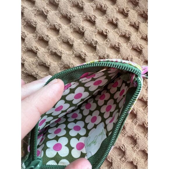 Vera Bradley Floral Retro Pink Green Cardholder Keychain Case Wallet - Picture 2 of 5